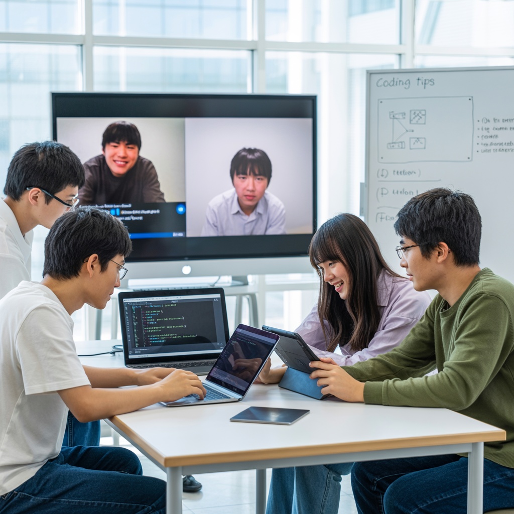 ハイブリッド型プログラミング教室の様子